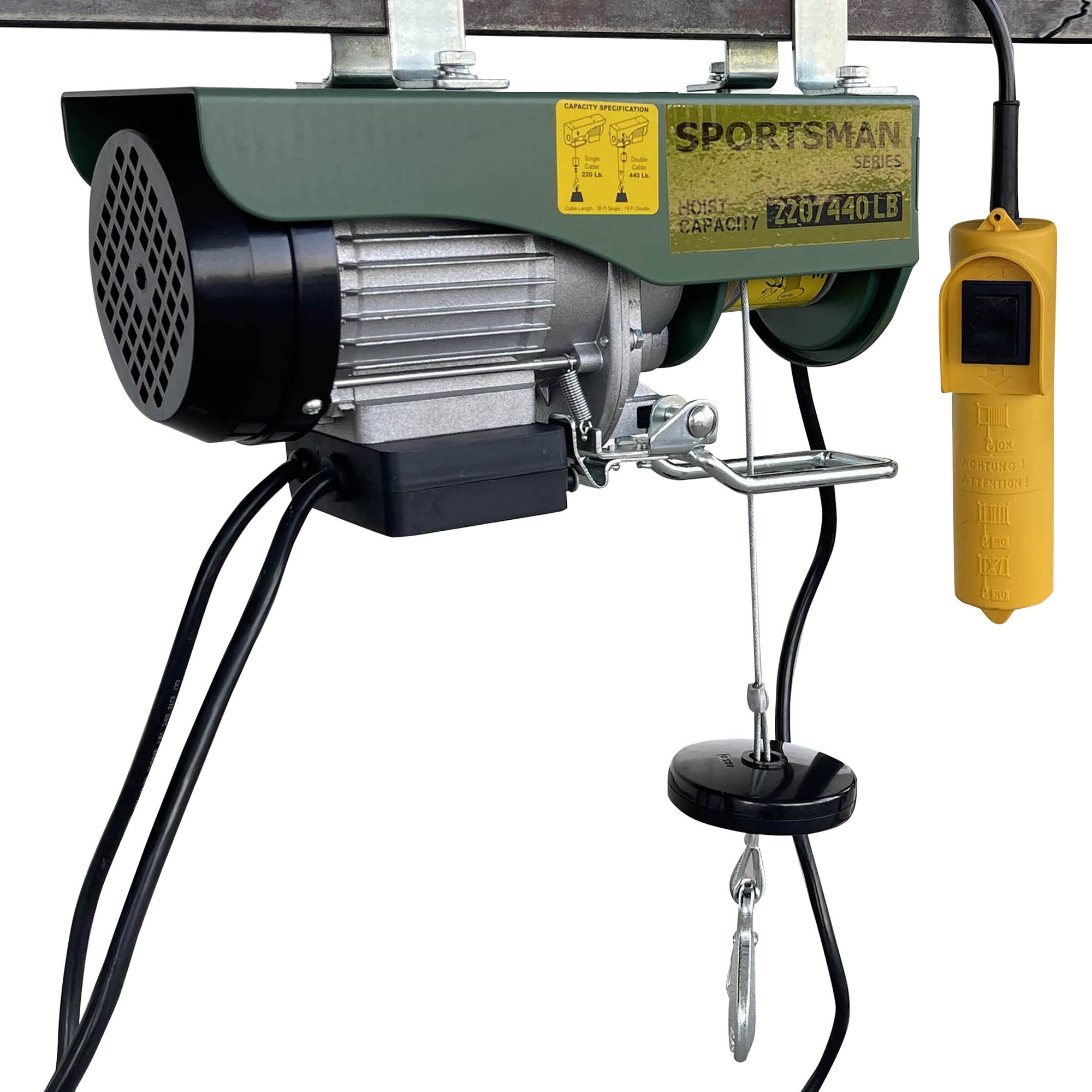 Sportsman Electric Hoist — 440-Lb. Capacity, 5/8 HP, 5ft. Wired Control Switch, Model# EHOISTUL